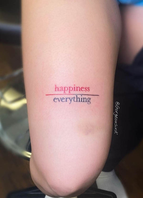 Happiness meaningful tattoo by @gorgeousink
