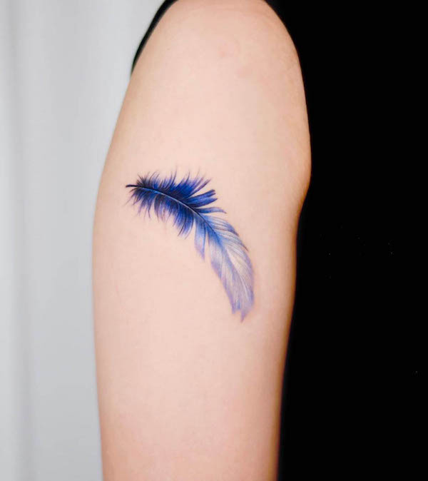 Meaningful feather tattoo by @_rony_tattoo