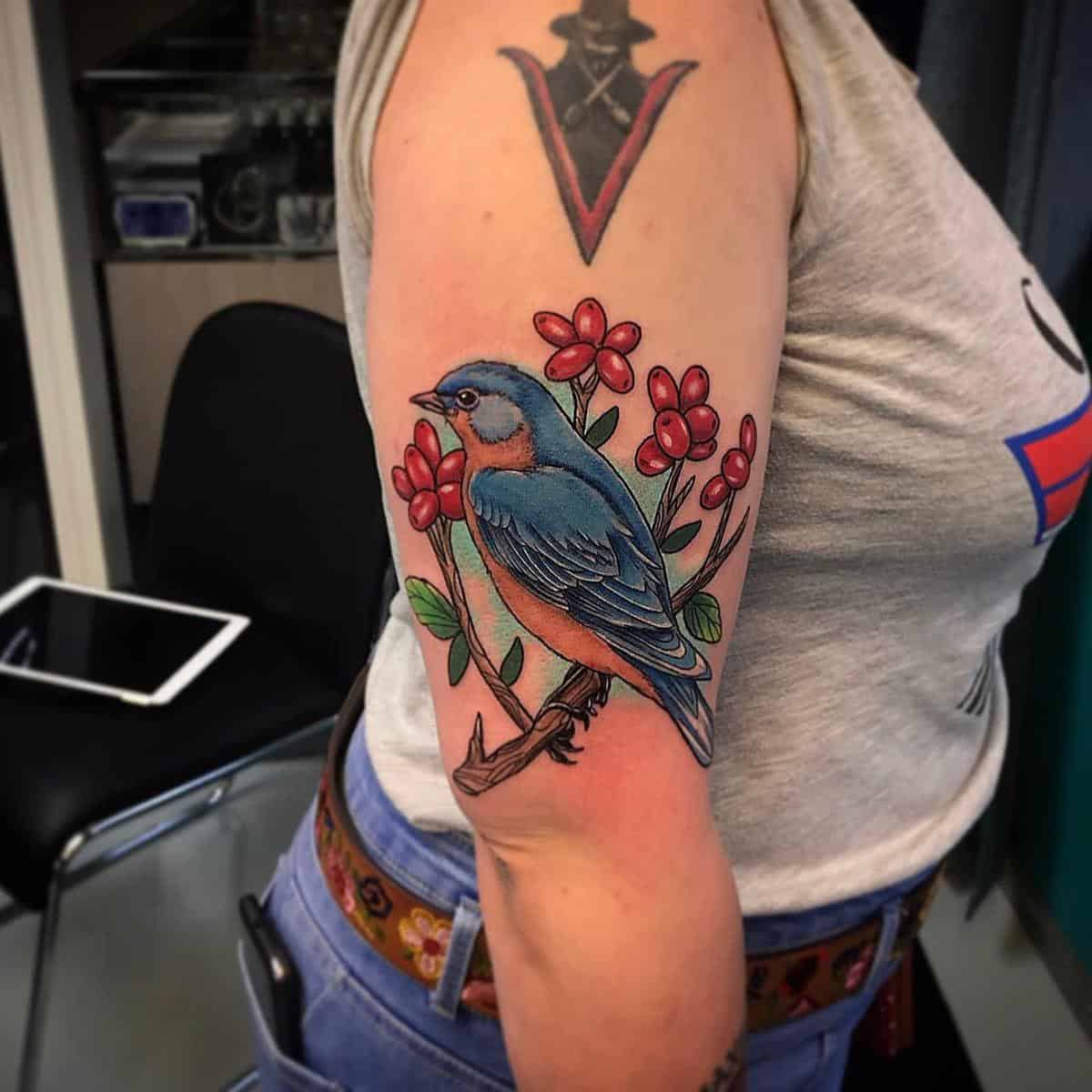 Neo Traditional Bluebird Tattoo abetterviewthanu
