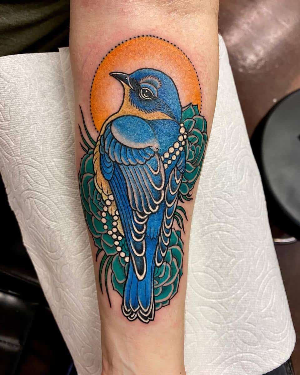 Neo Traditional Bluebird Tattoo adamstrongart