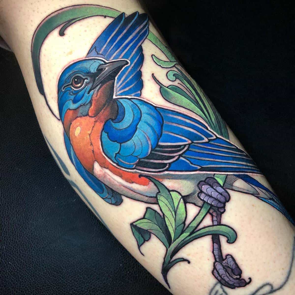 Neo Traditional Bluebird Tattoo mattsteblytattoos